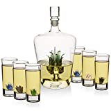 Tequila Decanter Set With Agave Decanter and 6 Agave Shot Glasses, Perfect For Any Bar Or Tequila Party, 25 Ounce Bottle, 3 Ounce Tequila Shot Glasses