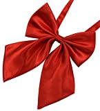 Pre Adjustable Women Bow Tie, Girls Necktie Bowtie For Japanese Uniform/ Fairy Godmother, Christmas/ Cosplay/ Party B1(Red)