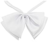 Cute Adjustable Silk Women Semicircle Bow Tie, Pre Tied Necktie For Japanese Uniform Tie/ Christmas/ Cosplay/ Party B13(white)