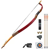 KAINOKAI Traditional Handmade Longbow Horsebow Hunting Recurve Archery Bow Recurve Bow Set (Red Dragon, 40.0 Pounds)