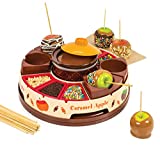 Nostalgia CCA5 Lazy Susan Chocolate & Caramel Apple Party with Heated Fondue Pot, 25 Sticks, Decorating and Toppings Trays