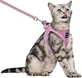 Cat Harness and Leash for Walking Escape Proof, Adjustable Reflective Breathable Soft Air Mesh, Step-in Easy Control Outdoor Vest Jacket for Small, Medium, Large Kitten Puppy (Pink, XS)
