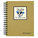 Journals Unlimited "Write it Down!" Series Guided Journal, Vacation, The Traveler's Journal (Globe), with a Kraft Hard Cover, Made of Recycled Materials, 7.5x9