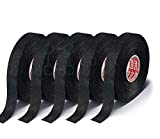 Tesa Black Fuzzy Fleece Interior Wire Loom Harness Tape for VW, Audi, Mercedes, BMW 19 mm X 15 Meters (5 Rolls)