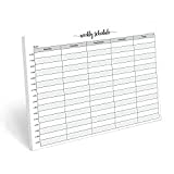 321Done Weekly Schedule Planning Notepad - 50 Sheets (8.5" x 11")  Hourly Appointment Productivity Weekly Planner Tear-Off Note Pad - Cute Simple Script Large Letter Size - Made in the USA