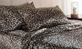 Elite Home Products 100% Luxury Satin Polyester Solid Sheet Set, Queen, Leopard