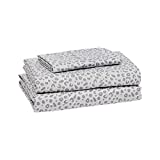 Amazon Basics Lightweight Super Soft Easy Care Microfiber Bed Sheet Set with 14” Deep Pockets - Twin, Gray Cheetah