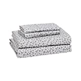 Amazon Basics Lightweight Super Soft Easy Care Microfiber Bed Sheet Set with 14” Deep Pockets - Cal King, Gray Cheetah