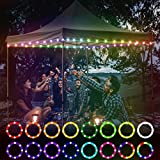 Waybelive LED Canopy and Umbrellas Rope Lights, 39.4 Ft Remote Control Rim LED Light String, 16 Color Change by Yourself, Waterproof, C Battery Powered, Bright to Display at Night Outdoors