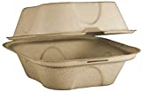 World Centric TO-SC-U15B 100% Compostable Unbleached Plant Fiber Burger Box Take Out Containers, 6" x 6" x 3" (Pack of 500)