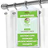 Clean Healthy Living Premium PEVA Clear Shower Curtain Liner with Magnets & Suction Cups - 70 X 71 in. Long
