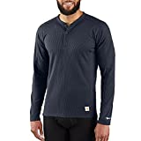 Carhartt Men's Force Midweight Classic Henley Thermal Base Layer Long Sleeve Shirt, Navy, Large
