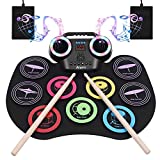 Anpro Electronic Drum Set for Kids | Adult, Musical Instrument Drum Practice Pad Kit with Headphone Jack, Built-in Speaker , Drum Pedals, Drum Sticks, Great Holiday Birthday Gift for Kids