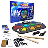 MUKIKIM Rock and Roll It – CodeDrum. Roll Up Portable Drum Set for Kids & Adults. Electronic Silicone Rainbow Drum Pad | Headphones | Pedals | Drum Sticks | Play-by-Color Rhythm Booklet Included