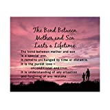 "Bond Between Mother & Son Lasts A Lifetime" Inspirational Wall Art Sign -10 x 8" Typographic Poster Print-Ready to Frame. Lifetime Keepsake for Any Son On Any Occasion. Great Graduation Gift!