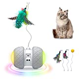 GKCI Upgrade Electronic Cat Toys, Automatic Interactive Cat Toy Light Catch with Feather 2 in 1 Rotating Teasing Pet for Activity