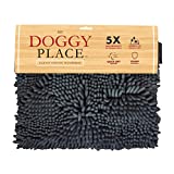 My Doggy Place - Ultra Absorbent Microfiber Chenille Dog Bath Dry Shammy Towel with Hand Pockets, Durable, Quick Drying, Washable, Prevent Mud Dirt (Color: Charcoal)