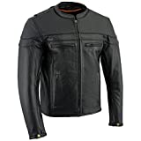 Milwaukee Leather LKM1725 Mens Black Sporty Crossover Scooter Leather Jacket with Gun Pockets with Gun Pocket - Large