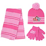 Nickelodeon Winter Hat, Scarf, and Toddlers Mittens, Paw Patrol Baby Beanie for Girls, Pink Glove Set, Glove Aet, Ages 4-7