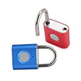 Fingerprint Gym Lock [2-Pack, Blue & Red] eLinkSmart Mini Fingerprint Padlock, Colourful Metal Keyless Thumbprint Lock for Luggage, School Bag, Toolbox, Gym Locker