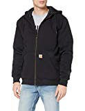 Carhartt Men's Rain Defender Rockland Quilt Lined Hooded Sweatshirt, black, Small