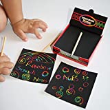 Generic Meet Yoyo Scratch Art Paper for Kids - Rainbow Scratch Off Mini Notes Art Box Sets 100 Sheets with 4 Wooden Stylus,3.3 inch