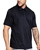MIER Men's Quick Dry Polo Shirts Polyester Casual Collared Shirts Short Sleeve, Moisture-Wicking, Sun Protection, Black, M