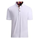 Alex Vando Mens Polo Shirts Short Sleeve Regular Fit Fashion Designed Shirt,White,XL