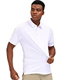 MIER Men's Golf Polo Shirt Short Sleeve Sun Protection Outdoor Sport Shirts Quick Dry, White, 3XL