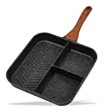 ESLITE LIFE 11 Inch Divided Frying Grill Pan Nonstick All-In-One Breakfast Pan 3 Section Meal Skillet Induction Compatible