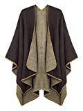 Urban CoCo Women's Color Block Shawl Wrap Open Front Poncho Cape (Series 7-Coffee)