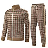 Track Jogging Suits for Men Set Running Sweatsuits 2 Piece Casual Tracksuits Joggers Outfits Workout Sports Jacket and Pants 2101 Brown XL