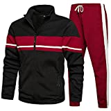 Men's Tracksuit Athletic Full Zip Casual Sports Jogging Gym Sweatsuit, Black-M