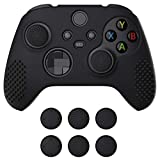 eXtremeRate PlayVital Black 3D Studded Edition Anti-Slip Silicone Cover Skin for Xbox Series X Controller, Soft Rubber Case Protector for Xbox Series S Controller with 6 Black Thumb Grip Caps