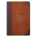 KJV Holy Bible, Thinline Large Print, Two-tone Brown Faux Leather w/Ribbon Marker, Red Letter, King James Version