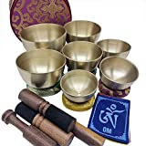 KHUSI,Tibetan Singing Bowl Set -Seven Chakra Healing Design Meditation Sound Bowl - Ideal for Meditation, Yoga, Mindfulness Healing Usage - Set of 7