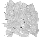Silver Metallic Mesh Twist Tie On Gift Favor Bows, 20 Ct. Sparkly, Thank You Favors, Treat Bags, Party Decor, Ornaments, Christmas, Weddings, Showers, Promotional Gifts, Party Prizes