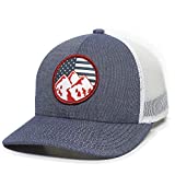 Americana Mountains Scout Patch Trucker Hat - Adjustable Mesh Back Baseball Cap for Men & Women (Blue)
