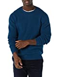 Amazon Essentials Men's Long-Sleeve Soft Touch Waffle Stitch Crewneck Sweater, Blue, Large