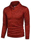 COOFANDY Men's Shawl Collar Casual Sweater Knitted Long Sleeve Button Sweatshirt