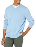 Amazon Essentials Men's V-Neck Sweater, Light Blue Heather, Medium