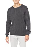 Amazon Essentials Men's Crewneck Cable Cotton Sweater, Charcoal Heather, XX-Large