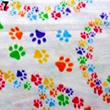 Dserw Pet Winter Blanket Warm Beds Mat Cover Soft Fleece Paw Print/Paw Bone Printed Soft Fleece Blanket Bed Cushion/Sleep Comfortably Fluffy Bag for Cat Kitten Dog Puppy Animal White