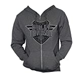 Harley-Davidson Military - Men's Charcoal heather Zip-Up Hooded Graphic Sweatshirt - Overseas Tour | Sentinel Large