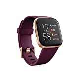 Fitbit Versa 2 Health and Fitness Smartwatch with Heart Rate, Music, Alexa Built-In, Sleep and Swim Tracking, Bordeaux/Copper Rose, One Size (S and L Bands Included)