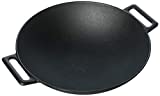 Jim Beam 12'' Pre Seasoned Heavy Duty Construction Cast Iron Grilling Wok, Griddle and Stir Fry Pan