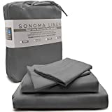 SONOMA LINEN Super Soft Full Bed Sheet Set Gray 1800 Thread Count Sheets Microfiber Bedding Wrinkle Stain and Fade Resistant Breathable and Cooling Hotel Quality Deep Pocket