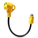 Snowy Fox RV 15Amp to 30Amp Adapter - 15Male/30Female Camper RV Electrical Adapter Power Cord with Innovative 180 Degree Bend Design Easy Grip Handle, 18inches,12AWG 125V/1875W