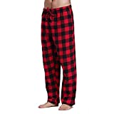 Men’s Woven Sleep Pajama Pant Flannel Pajama Bottoms Cotton Sleep Pant Lounge Sleepwear Pants with Pockets Red