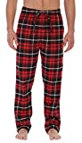 Gioberti Mens Yarn Dye Brushed Flannel Pajama Pants, Elastic Waist, Red/Black/White Highlight, Medium